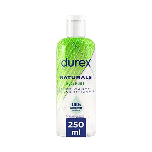 Durex Naturals H2O Lubricante Base Agua, 100% Natural Sin Fragancia, Colorantes ni Agentes Irritantes – 250ml