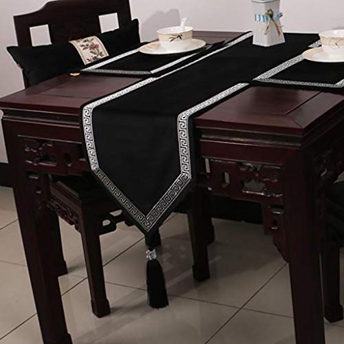 Black Table Runner, Simple Cotton And Linen Suede Strip Restaurant Decorated Table Runner (Color: Black) (Size: 33 × 150Cm) (Color : Black, Size : 33×300Cm) #TOP3