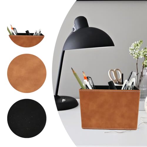 Image of Pen Pencil Holder Cup Container Leather Desk Organizer Stand Decor Brush Scissor Holder Decoration Office Desk Home School