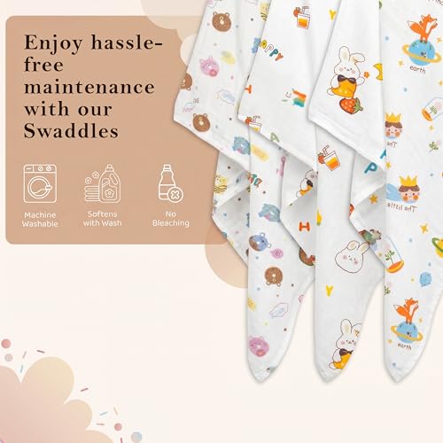 Image of StarAndDaisy Swaddle Wrap for Baby, Muslin Cotton Baby Cloth or Blankit for New Born, Soft Muslin Clothes, Lightweight Baby's Swaddle & Receiving Blanket.