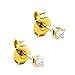 Produktbild Orovi Damen Ohrringe mit Diamanten Gelbgold Solitär Ohrstecker 14 Karat (585) Gold und Diamant Brillanten 0.08 Ct Ohrring Handgemacht in Italien