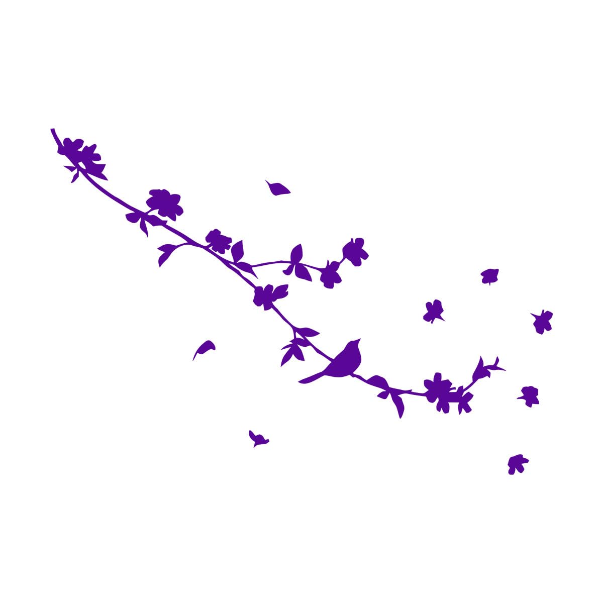 Blossom Butterfly Branch Vinyl Wall Sticker Interior Exterior Home Decor Living Room Bedroom Rent Friendly Transfer Decals Large - 46x67cm