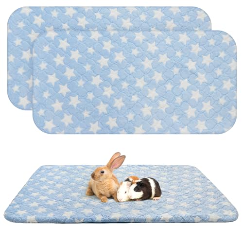 Homimp 2 Pack Guinea Pig Bed, Waterproof Reusable Small Animal Bed,Super Absorbent Pee Pad Mat for Rabbit Bunny Hamster Rat Hedgehog Chinchilla,Washable Fleece Cage Liners, Blue 24