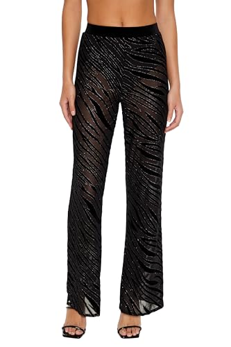 Forever 21 womens Sheer Sequin Zebra Flare Pants2