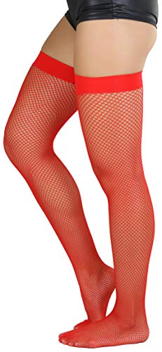 Image of ToBeInStyle Women's Sexy Nylon Versatile Fine Fishnet Thigh High Stockings w /Opaque Band