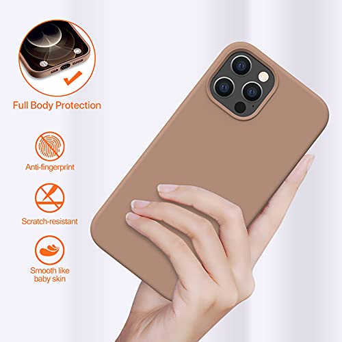 Miracase Compatible With Iphone 12 Pro Max Case 6.7 Inch [Soft Anti-Scratch Microfiber Lining], Liquid Silicone Case Gel Rubber Full Body Protection Shockproof Drop Protection Phone Case(Chocolate) #TOP2