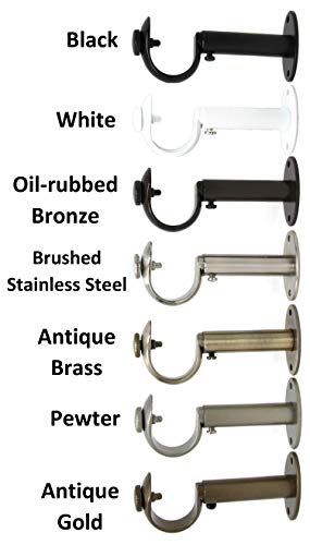 Urbanest Adjustable Solid Zinc Curtain Rod Bracket Wall Holder, Fits Up To 1 1/8" Or 1 1/4" Rod, 1 Piece - Black #TOP4