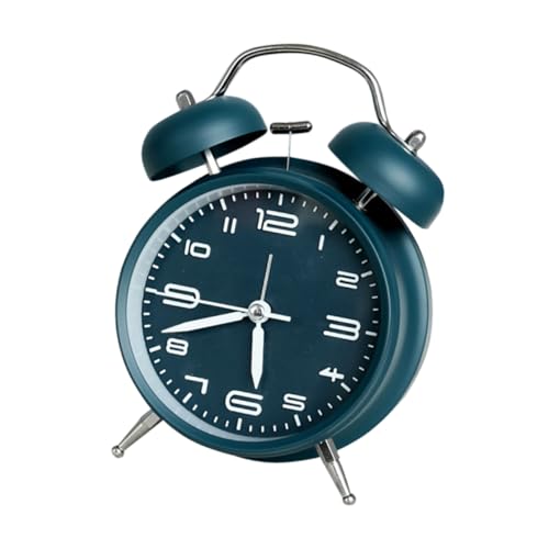 GALPADA 学生用レトロ目覚まし時計 夜間ライト付き 蔵青色 小型静音アナログ卓上クロック 寝室 書斎 オフィス用デスク装飾