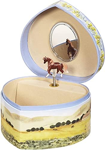 Enchantmints Love Of Horses Heart Musical Jewelry Box for Girls Jewelry Items – Boys Treasure Chest to Store Coins Bands & Accessories – Ideal for Birthdays Valentine's Gifts