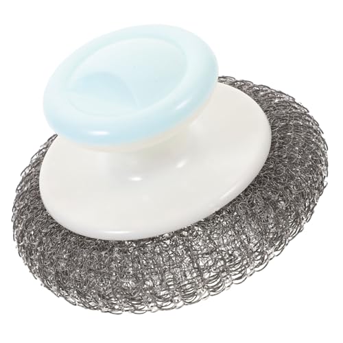 ibasenice ハンドル付き ステンレススチール食器用ブラシ 強力な除染力のキッチンスクラバー 汚れ素早く除去洗浄ブラシ 鍋や皿の掃除になキッチン用品 色指定不可