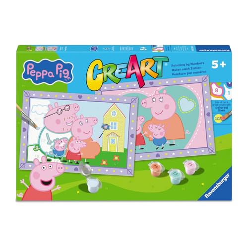 Ravensburger - CreArt Série E : Amis dans la pelouse, Peindre avec des Chiffres, Kit de Peinture pour Enfants, Cadre Inclus, Jeu éducatif et créatif, idée Cadeau Enfants 7 Ans, 13 x 18 cm