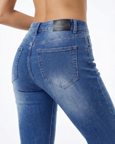 Jean extensible taille mi-haute avec double option d'entrejambe longue - 3