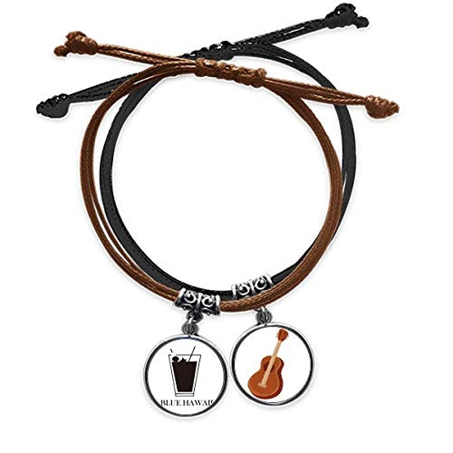 Pulsera de cuero con guitarra y diseño de cóctel para regalar a músicos