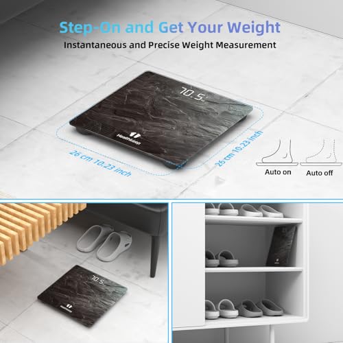 Healthkeep Digitale Personenwaage, hohe Präzision, mit Step-On-Technologie, LED-Anzeige, schlankes Design, max. 180 kg/400 lb… – Ansicht 5