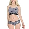Littleforbig-Lacy-Trim-Damen-Nachtwaesche-Traeger-Nachtwaesche-Cami-Top-Shorts-Dessous-Bralette-Loungewear-Set-Sugar-Bat Littleforbig Lacy Trim Damen Nachtwäsche Träger Nachtwäsche Cami Top Shorts Dessous Bralette Loungewear Set - Sugar Bat