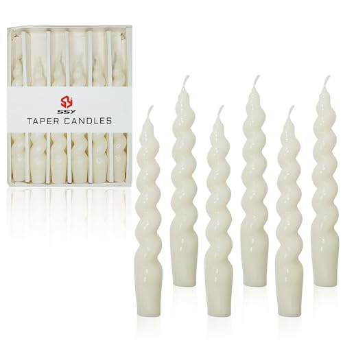 Short Taper Candle Twist Candlesticks-Gedengni 7.5inches Spiral Tapered Candle White Candle Sticks Dinner Twisted Candles for Wedding Home Dinner Party Women Gift,Pack of 6 (2D6P-WHITE)