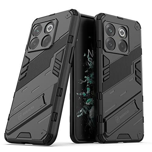 SEAHAI Funda para OnePlus 10T 5G Estuche, Carcasa de Antigolpes [Rugged Armour] Soporte Plegable Oculto Silicona TPU Bumper Anti-Caída Case - Negro