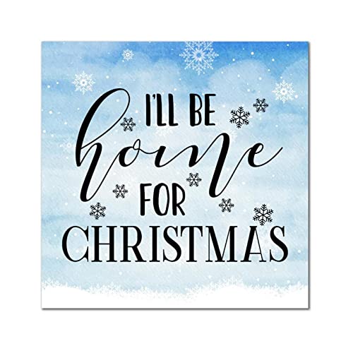 Cadre bois Ill Be Home for Christmas pour réchauffer le salon