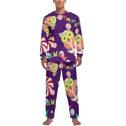 Pyjama homme haut et bas manche longue Chouette Étoilée pantalon vêtements nuit