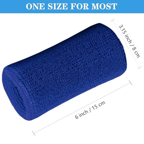 Image of 6 Inch Wrist Sweatbands Tennis Wrist Bands Absorbent Sweat Band for Men and Women Sport Long Wrist Bands, Breathable Cotton Athletic Sweatbands for Basketball, Workout, Running (4 Pack)