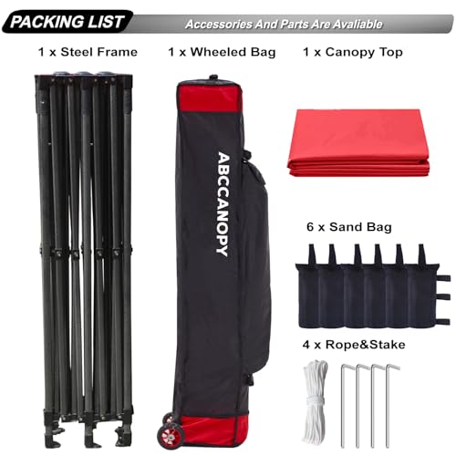 Image of ABCCANOPY Patio Pop Up Canopy Tent 10x20 Commercial-Series(Red)