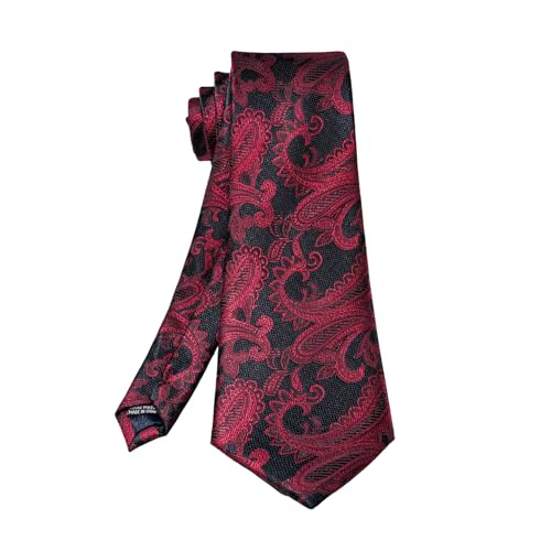 Image of 5PCS Mens Silk Tie, Pocket Square, Cufflinks, Drilled Tie Ring and Lapel Pin Set for Wedding Groom Party