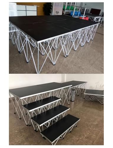 Image of Portable Stage Platform - Foldable Non-Slip Modular Kit with Riser, Detachable Performance Deck Unit Stand for Wedding Performances Stages(122x122x40cm)