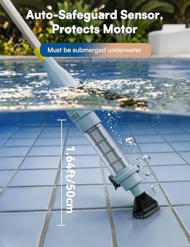 Handheld Spa Hot Tub Vacuum - Cordless Small Above Ground Pool Vacuum, 90-Min Runtime, 20 GPM Powerful Suction, Rechargeable, Ideal for Cleaning Debris and Sand Underwater, with 2 Brush Heads, Navy - 2