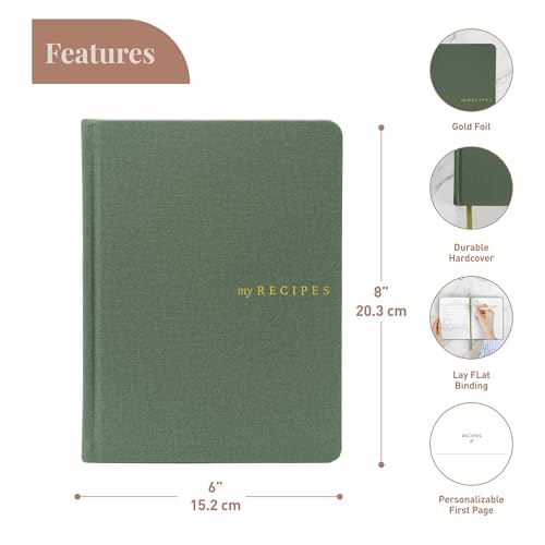 Rileys & Co. Green Recipe Book to Write in Your Own Recipes, 20 x 15 cm - Image 2