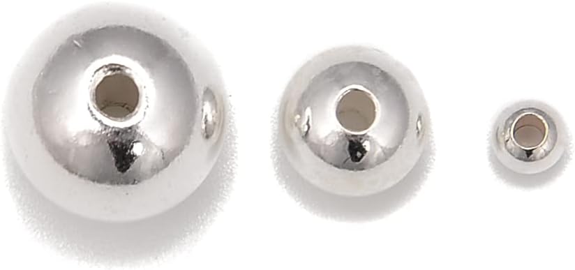 JM Design Sterling Silver Round Beads Size 12mm for Jewelry Making