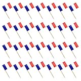 TOYANDONA 200 Stück Einweg Holz Nationalflaggen Zahnstocher mit Französischem Flaggenmuster Kreative Cocktailspieße für Party & Clubs Dekorative Snackspieße für Getränke & Desserts