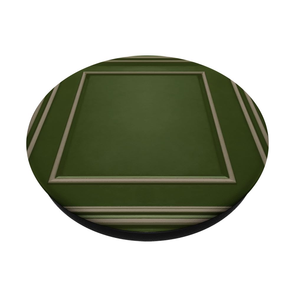 Simple Geometric Regency Period Square Abstract Design Green PopSockets Swappable PopGrip, Black - Image 2