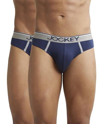 Image of Jockey 8044 Men's Super Combed Cotton Rib Solid Brief with Ultrasoft Waistband (Pack of 2)