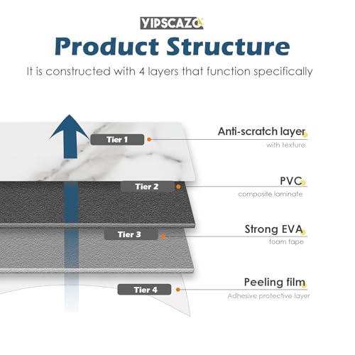 Yipscazo Peel and Stick backsplash 3 x 6 Inches 3D PVC Composite Wall Tile Stick on Backsplash Tile for Kitchen Bathroom, Laundry Room, Fireplace(Skin Marble White, 100 Pieces) by Yipscazo - Used condition - Image 5