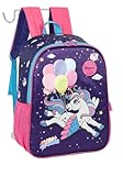 Mochila de Costa Unicórnio Colorido Up4you - Roxo e Rosa