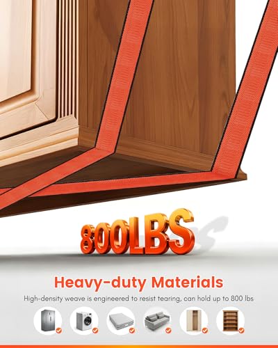 Ytonet Moving Straps, 2-Person Lifting and Moving System, X-Shaped Back Padded Movings Straps for Lifting Appliance, Furniture Strap Move Heavy Objects Up to 800lbs for Mattresses, Refrigerator, Sofa