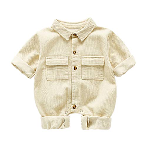 IURNXB Grenouillère en velours côtelé pour bébé de 0 à 3 ans, Couleur crème., 12 mois Cover