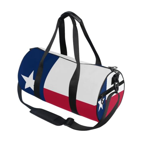 Bolsa de gimnasio ligera y redonda con bolsillo interior y diseño de la bandera de Texas