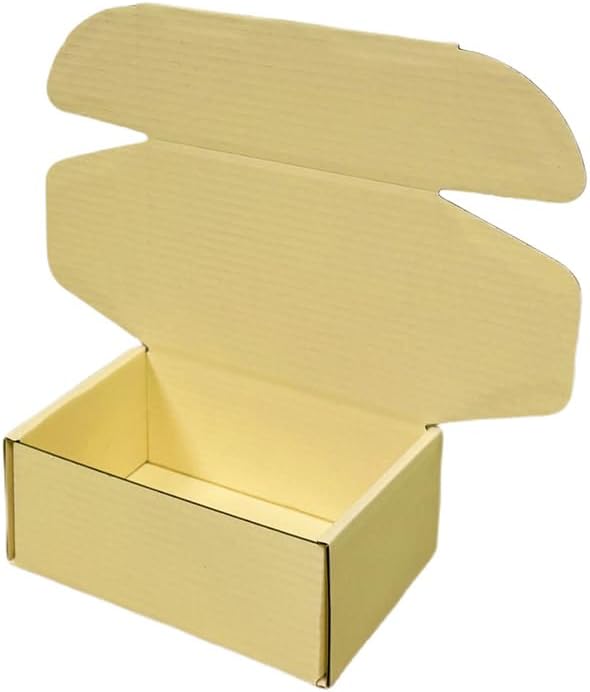 50 Pcs 5.1 x 3.1 x 1.6 Inches Mini Size Corrugated Cardboard Gift Boxes Recyclable Shipping Boxes for Mailing & Holidays, Wedding, Birthday, Gifts Packaging (Butter Yellow)