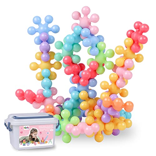 Gifts2U Bausteine Lernspielzeug, 300Pcs STEM Spielzeug Bauset, Macaron farbige ineinandergreifende Massive Kunststoffblöcke mit Aufbewahrungsbox für Kinder über 3 Jahre