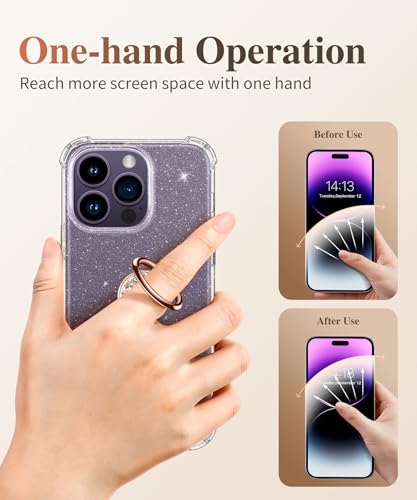 GVIEWIN Suporte de anel de celular com glitter, suporte de metal para suporte magnético de carro com