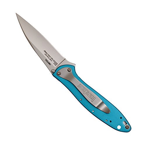Kershaw Leek, Teal Pocket Knife (1660Teal); 3” Bead-Blasted High-Performance Sandvik 14C28N Steel Blade, Teal Anodized Aluminum Handle, Speedsafe Assisted Opening, Liner Lock, Tip-Lock Slider; 2.4 Oz #TOP2