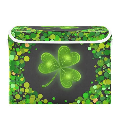 xigua St. Patrick's Day Storage Bins with Lids and Carrying Handle,Foldable Storage Boxes Organizer Containers Baskets Cube with Cover for Home Bedroom Closet Office