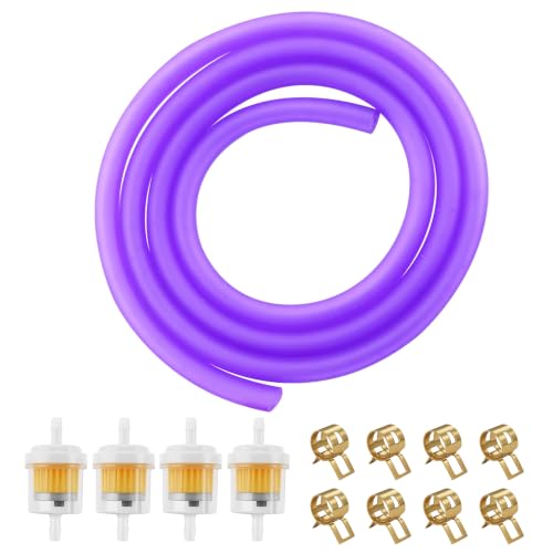 Image of PRO BAT 9.85 Ft 0.2'' I.D. Fuel Line+ 0.35 inch I.D. Hose Clamps + Fuel Filters | for ATV Dirt Bike Go Kart Moped Pocket Bike Most of Chinese Scooter & Stratton Small Engines Purple