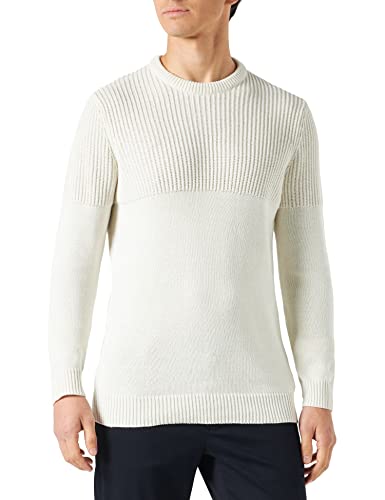 ONLY & SONS Men's ONSAL Life REG 7 Crew Knit BF Pullover, Cloud Dancer, XS
