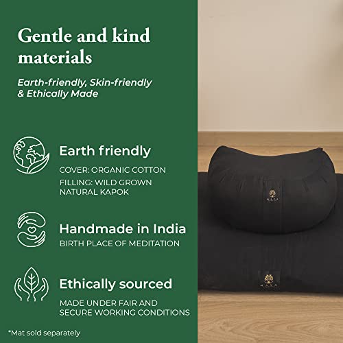 Maya Lumbini Meditation Cushion - Organic Premium Kapok Keeps Your Spine Aligned To Prevent And Relieve Back Pain For A Deeper More Comfortable Meditation - Choose A Size That’s Right For You #TOP3