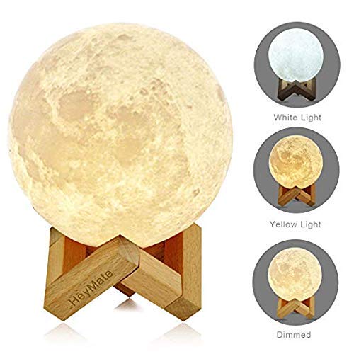 HeyMate 3D Printing Lunar Lamp Touch Control Night Light as Kids Women Girls Gift,Large ! 5.9