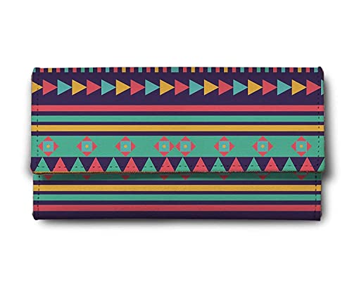 Women's Triangular Art Pattern Faux Leather Printed Wallet | Wallet for Women | Ladies Purse | Clutch | Multiple Card Holder Organizer and Phone Pocket Zip Wallet.