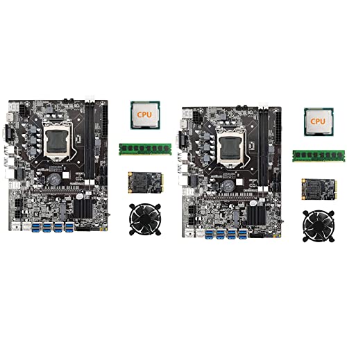 2X B75 BTC Mining Scheda Madre+CPU+Fan+DDR3 1600 Mhz RAM+128G MSATA LGA1155 8XPCIE a B75 BTC Madre 4 GB solid state drive usb