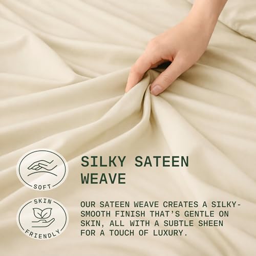 Image of TRUE BAMBOO Sheets Set California King Size - Silky Soft Luxe 4 Piece Bed Sheets with Breathable & Moisture-Wicking Fabric - 16 inch Deep Pocket with Corner Straps
